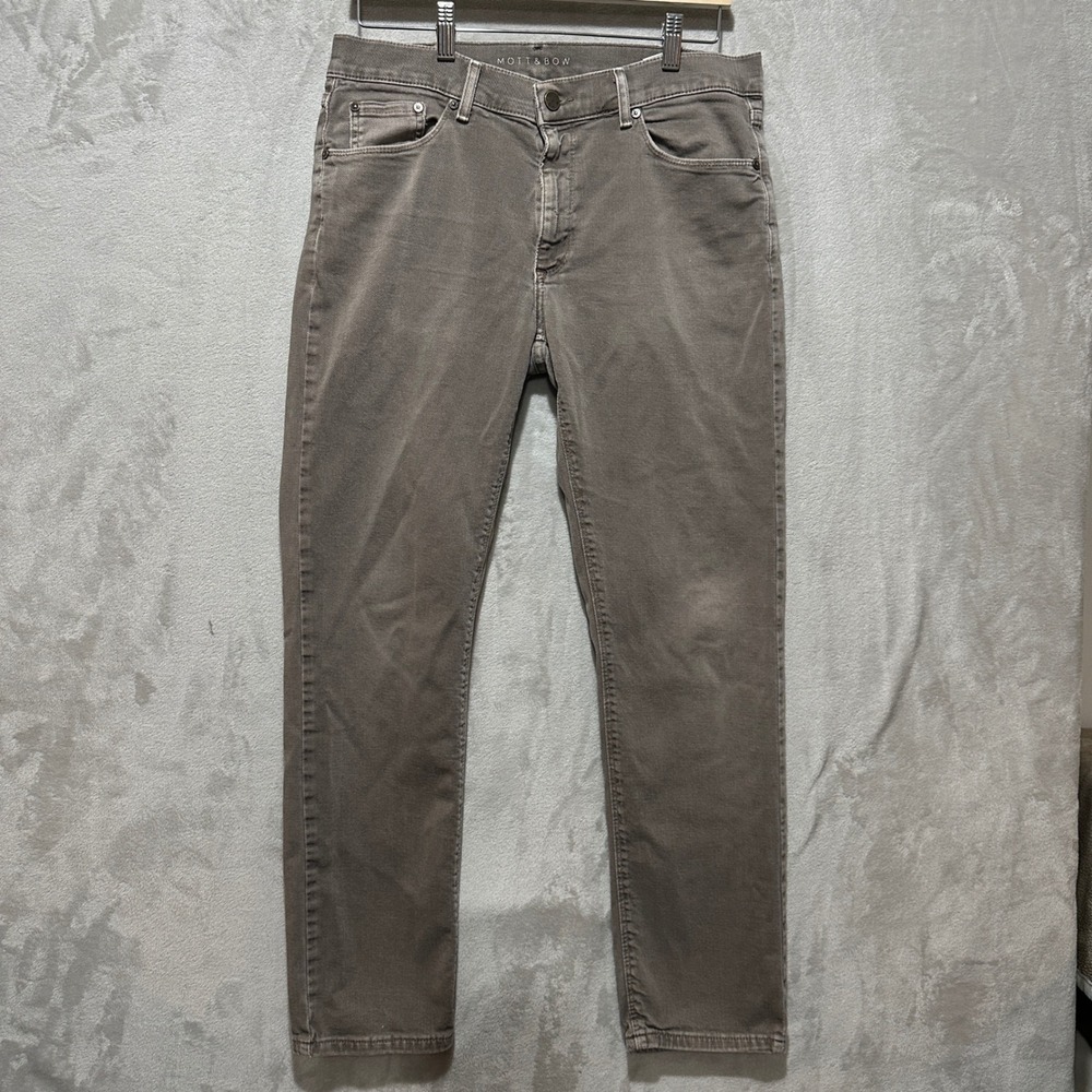 Mott & Bow Slim Mercer Saddle Brown Twill Jeans 32 OP-00031483